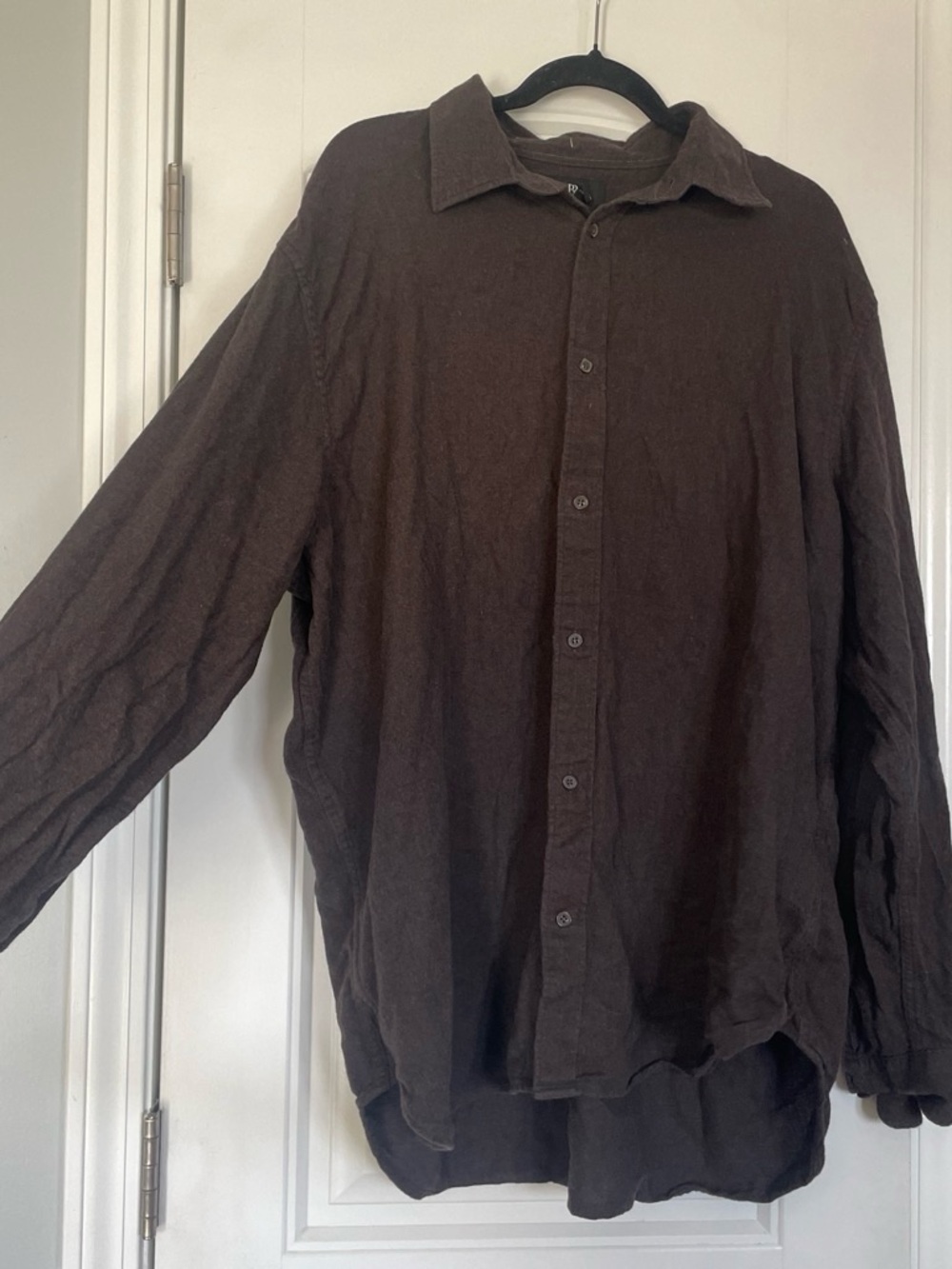 BR XXL Tall Brown Linen Blend Button Down Shirt Mens Standard Fit